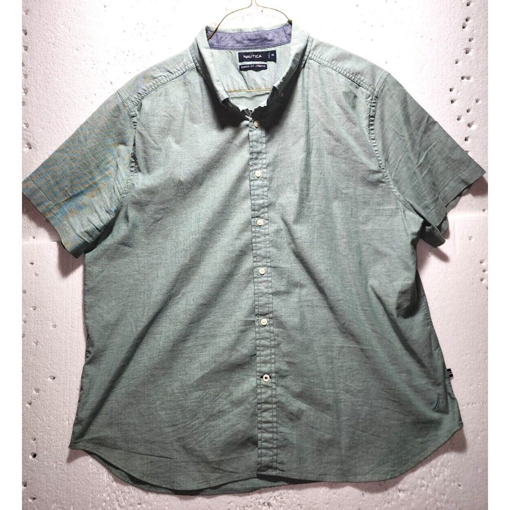 Nautica Men’s Short Sleeve Button-Down Shirt - Sage Green